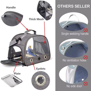 Tas Ransel Perjalanan Burung Modis, Tas Jinjing Kain Oxford Portabel untuk Hewan Kecil Anjing, Penutup Ritsleting, Tipe Selempang, Pengangkut Hewan Peliharaan - Product Image 4