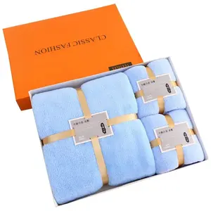 High quality bath towel set gift thick coral fleece soft absorbent face bath microfiber towel body towel