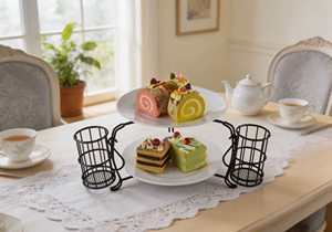 7-Piece Eco-friendly Wrought Iron Stackable Buffet Caddy Stand with Three-Tier <strong>Cutlery</strong> Holder for Giveaways Guangdong Origin - Product Image 5