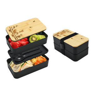 Boîte à lunch en bambou à double couche avec compartiments de conservation, couvercle pratique transfrontalier pour les étudiants et les employés de bureau - Product Image 5