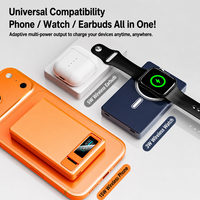 Chargeur sans fil magnétique rapide 22,5 W et batterie externe Li-Polymère avec support d'affichage LED et câble Type-C – Conception portable 2-en-1