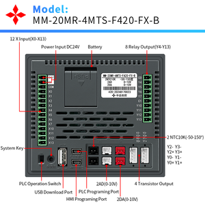 <strong>HMI</strong> PLC All-In-One 4.2 Inch Touch Screen 12 in 8 Out, Built-in Axis, Analog AD DA and Temperature RS485 for Welding Machine - Product Image 5