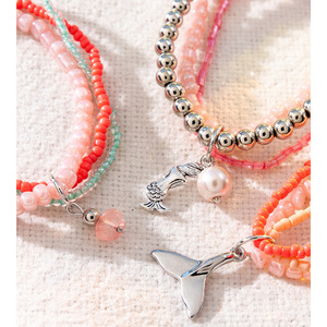 <span class=keywords><strong>Bracelet</strong></span> bohème coloré perles de riz <span class=keywords><strong>Bracelet</strong></span> femmes mode bijoux coquille tortue queue de sirène bracelets porte-bonheur ensembles de bracelets empilés - Product Image 3