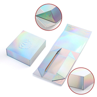 Boîtes d'emballage holographiques pliables, boîte magnétique de luxe, logo en relief, boîte haut de gamme personnalisée pour bracelets, boucles d'oreilles, colliers, bijoux