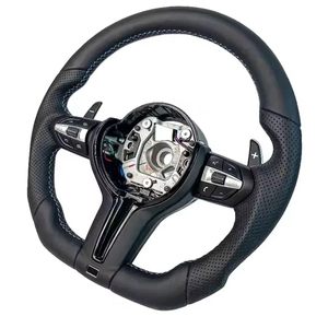 Volant de direction en fibre de carbone automobile d'usine avec chauffage Garniture en fibre de carbone en nid d'abeille et bande blanche nette pour BMW - Product Image 3