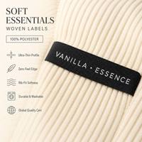 Rouleau d'étiquettes personnalisées en polyester tissé, motifs géométriques pour cols, signes non abrasifs en fil émaillé, sacs en tissu structurel anti-frisottis