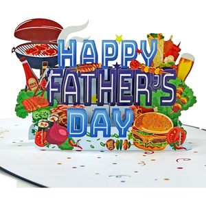 3D Pop-Up 4 Color Father's Day Greeting Card Paper Die Cut Rectangle <b>Matte</b> <b>Varnish</b> Greetings - Product Image 2