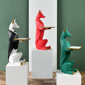 Figurine de chien gentleman au design géométrique abstrait, plateau décoratif en résine synthétique, décoration de salon, décoration de la maison QHDS011 - Product Image 1