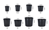 Vente en gros de pots de culture écologiques en plastique noir de 5 gallons pour l'extérieur, la maison, le jardin, les fleurs, les plantes, les bonsaïs