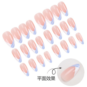 Lot de 24 faux ongles en acrylique à presser, style français romantique, pour rendez-vous et soirées - Product Image 4