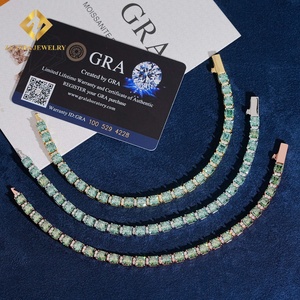 ZUANFA JEWELRY Pulsera de tenis de lujo y moda con moissanita azul verdosa de 5 mm, corte esmeralda cuadrado, plata 925, pasa la prueba del diamante - Product Image 4