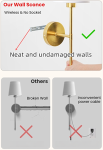 Phòng khách trong nhà Vàng RGB Dimmable không dây pin hoạt động tường sconces với điều khiển từ xa có thể sạc lại trong nhà Đèn tường - Product Image 3