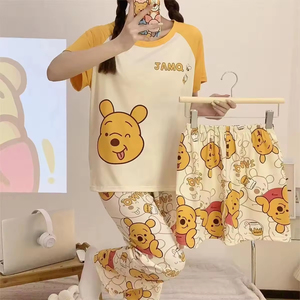 Nuevo Conjunto de Pijama de Verano 2026 de 3 Piezas para Mujer, Diseño de Dibujos Animados, Manga Corta, Delgado, Talla Grande, Ropa de Casa, Pijamas para Niños - Product Image 1