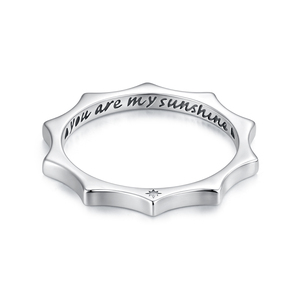 Anillo de Plata de Ley 925 con Sol Curvo Grabado 'You Are My Sunshine', Anillo Original <span class=keywords><strong>para</strong></span> <span class=keywords><strong>Mujer</strong></span>, Regalo Sencillo y Elegante BSR716 - Product Image 1
