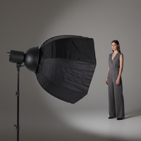 Simock 150W Éclairage de studio ultra-silencieux à haute luminosité avec écran LCD portable et boîte à lumière octogonale de 90 cm pour créateurs de contenu