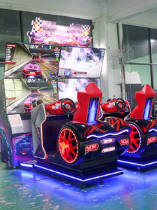 Machine de simulation de course d'arcade en vente chaude, équipement de jeu de conduite commercial, volant en métal, siège, système de mouvement, double écran - Product Image 2