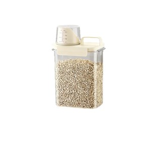 Contenedor de granos portátil, rectangular, con tapa abatible, hermético, para almacenamiento de alimentos, granos enteros, productos secos, uso en la cocina - Product Image 1