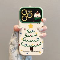 Coques de téléphone portable en TPU pour chien, motif dessin animé arbre de Noël, avec grande fenêtre, finition mate, antichoc et protection souple