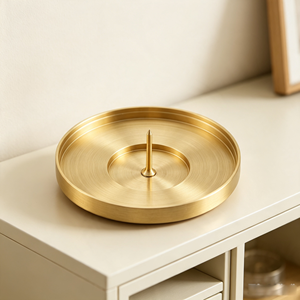 现代圆形黄铜柱形烛台豪华尖顶金属烛台 - Product Image 2