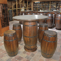 Ensemble de table élégant et classique en forme de tonneau de chêne fait à la main, écologique et durable, pour bars et établissements vinicoles