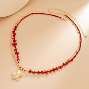 Chaînes de taille bohèmes à double couche avec pendentif fleur en perles de rocaille pour femmes, chaînes de ventre vintage pour la plage, accessoires de bijoux corporels - Product Image 3