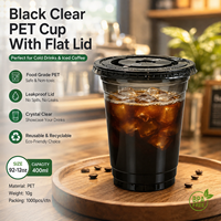 Gobelets jetables en PET avec couvercles plats, gobelets en plastique de qualité alimentaire pour jus, café, lait, thé à emporter