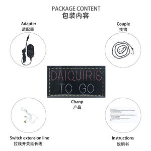 Led Open DAIQUIRIS TO <span class=keywords><strong>GO</strong></span> Sign Señales intermitentes interiores para BEER WINE <span class=keywords><strong>BAR</strong></span> 17*31 pulgadas Pantalla <span class=keywords><strong>de</strong></span> alto brillo - Product Image 5