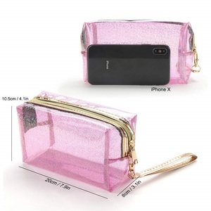 Bolsa de Maquillaje Plegable de PVC Transparente, Impermeable y Duradera, con Cierre y Logotipo Personalizado, para Viajes y Almacenamiento de Artículos de Belleza - Product Image 2