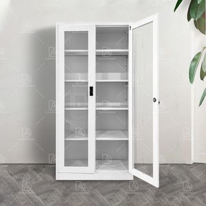 ארון קבצים מתכת עם דלתות זכוכית ארון ארון בגדים אחסון - Product Image 2