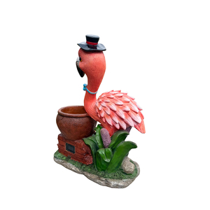 Sculpture de jardin Flamant rose, pot de fleurs, jardinière, décoration extérieure, panneau de bienvenue unique, ornement statuaire - Product Image 6