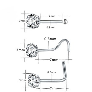 Piercings de Nariz de Acero Inoxidable con Diseño de Flor de Zirconia, Varillas Rectas y Curvas para Joyería de Piercing, Regalo - Product Image 2