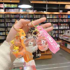 New Style Creative Cute Cartoon Acrylic tiger Key Chain Keyring Quicksand <b>Floating</b> Liquid Kawaii Keychain - Product Image 5
