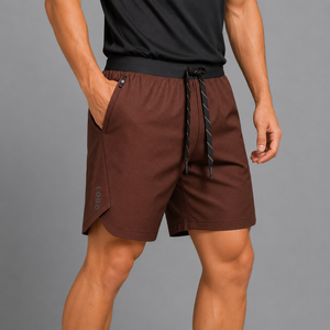 <b>Men's</b> <b>Checkered</b> Quick Dry Drawstring <b>Shorts</b> Mid Waist Casual Sport <b>Shorts</b> with Logo Front - Product Image 3
