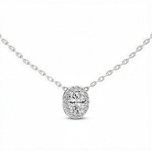 Colgante Moderno de Diamante Creado en Laboratorio con Corte Ovalado de 0.50 Ct para Mujer, Color VVS VS EF, Plata de Ley 925, Oro de 10KT 14KT 18KT, Estilo Minimalista - Product Image 2