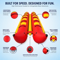 Bateau banane gonflable Red Flying Shark pour plusieurs personnes, à deux tubes, remorquable, pour les sports nautiques en station balnéaire