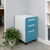 Achat en gros de meuble de rangement mobile à 3 tiroirs avec serrure, blanc et gris, en acier, avec roulettes, pour bureau