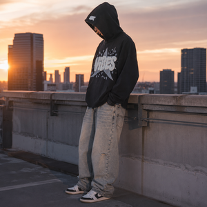 Sweat à capuche vintage Opium Streetwear pour homme, style Y2K Grunge, avec impression en relief personnalisée, effet délavé à l'acide, coupe ample et courte, épais, vêtement d'extérieur - Product Image 5