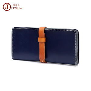 Joyir Cartera larga de cuero genuino para mujer, hecha a mano, con lazo, color azul sólido - Product Image 5