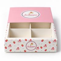 Boîte cadeau pour pâtisserie et desserts, en carton blanc épais 350 g/m², 4 compartiments, avec séparateurs pour tartes et cheesecakes, boîte alimentaire en papier