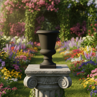 Grand pot de fleurs en béton de fibrociment pour décoration de jardin intérieur/extérieur, avec trou de drainage, durable, pour le sol
