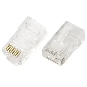 ขั้วต่อสายผ่าน RJ45ชุบทอง8P8C RJ45ขั้วต่อโทรคมนาคมแบบสั้น