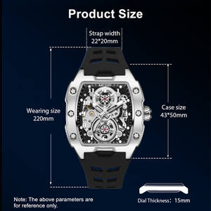 Megir 8602 Modische Herrenuhr mit mechanischem Uhrwerk, skelettiertes Tonneau-Gehäuse, wasserdichte Automatikuhr, Luxusuhren - Product Image 6