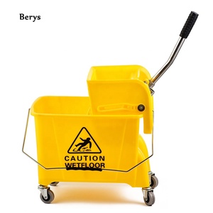 20L Quart Plastic Wringer Trolley Mop Bucket with Wheels
