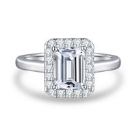 Ensemble de bagues de fiançailles et de mariage modernes et élégantes en diamant moissanite pour femmes, taille émeraude 2 carats, couleur D, VVS, argent sterling 925