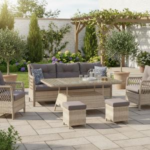 Made in Turkey Premium Quality Modern Aluminium Carcass Rattan <b>Outdoor</b> <b>Dining</b> Garden <b>Table</b> Chair Set 3+1+1 Hotel Home Office Use - Product Image 3