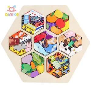 Vente en gros 3D Puzzle en bois Blocs de construction Cognitif Animal Fruit Traffic Puzzles pour enfants Jouets éducatifs et cadeaux - Product Image 1
