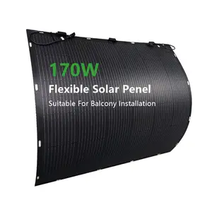 170 watt màng mỏng tất cả các màu đen bán linh hoạt tấm pin mặt trời cho ban công vườn năng lượng mặt trời hệ thống Kit