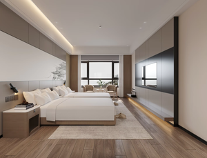 Usine directe hôtel de luxe moderne <span class=keywords><strong>chambre</strong></span> ensemble de meubles en bois massif 5 étoiles hôtel standard cadre de lit panneau têt - Product Image 4
