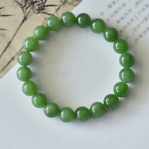 หยกเขียวธรรมชาติ หยกเฮเทียน ลูกปัดกลม สร้อยข้อมือ จี้ห้อยคอ 10 มม. สำหรับผู้หญิง พลอยธรรมชาติ หยกหายาก คริสตัล - Product Image 6