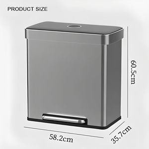 <span class=keywords><strong>Poubelle</strong></span> et bac de recyclage 2 en 1 de qualité supérieure, 16 gallons, acier inoxydable, double bac avec pédale, couvercle à fermeture douce, 15 sacs de <span class=keywords><strong>poubelle</strong></span> offerts - Product Image 5